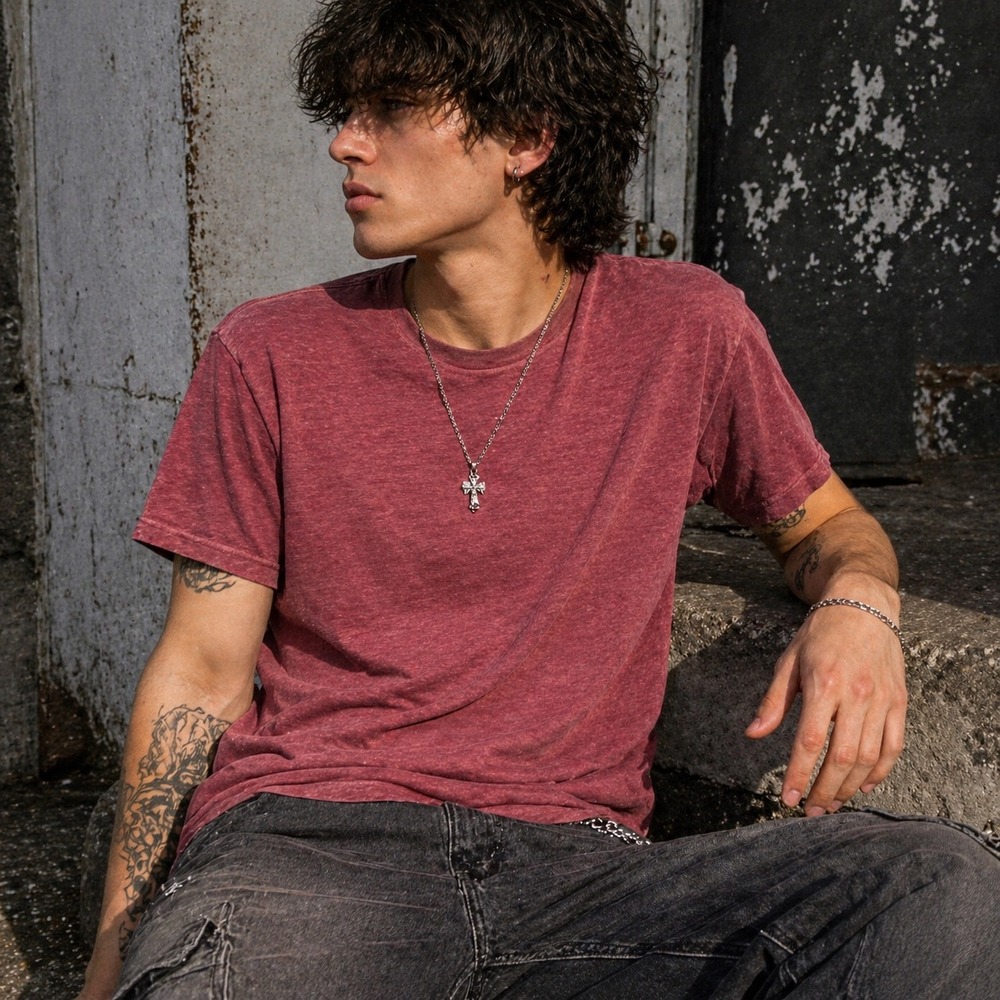 Urban Pipeline Mens‎ Ultimate Tee Zinfandel Burgundy Heather Crewneck Shirt S